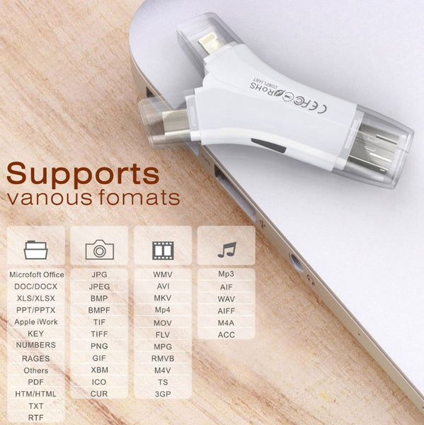 4 in 1 USB Reader And Flash Drive - Connect And Store Everything On A Single Piece