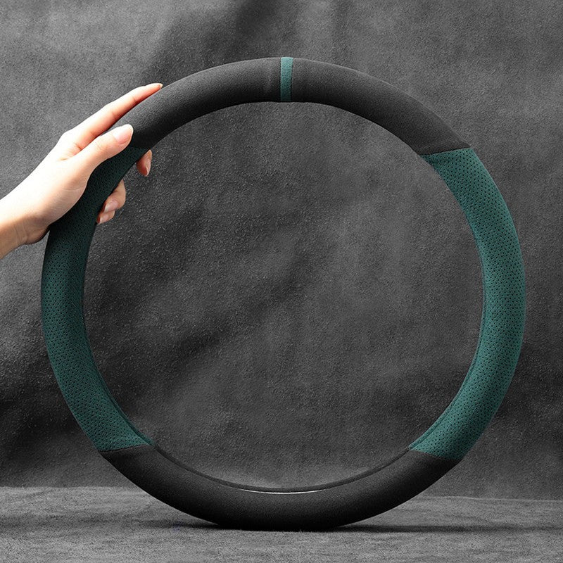 Universal Anti-Slip Steering Wheel Cover With Breathable Microfiber, for Round & D-shaped Steering Wheel