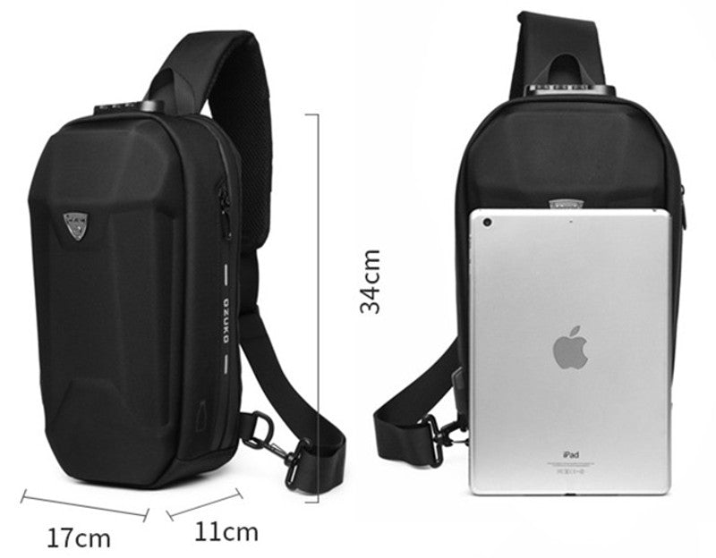 Hard Shell Sling Bag with Lock, USB Port, Waterproof Material, Anti-th ...