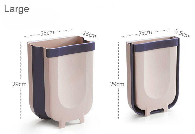 KITCHENMAX LARGE Hanging Trash Can for Kitchen Cabinet Door, Collapsible  Trash Bin Small Compact Garbage Can Attached to Cabinet Door Kitchen Drawer