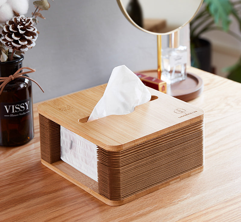 Wooden Tissue Box Cover Facial Tissue Dispenser Box for Car Bathroom Kitchen