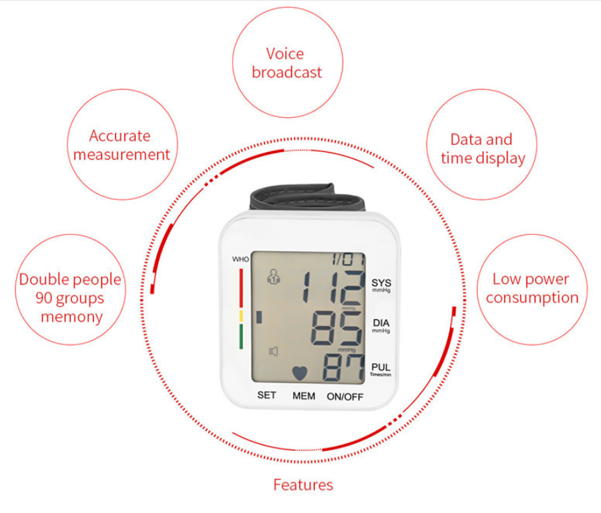 Rechargeable Electronic Wrist Blood Pressure Monitor, with Accurate Fast  Reading, Large Display & One Touch Operation, for Home Use