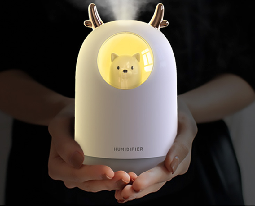 Portable Humidifier with Adjustable Mist Mode, 300ml Water Tank, 7-Color LED Light and Auto Shut-off Design, for Bedroom, Home, Office