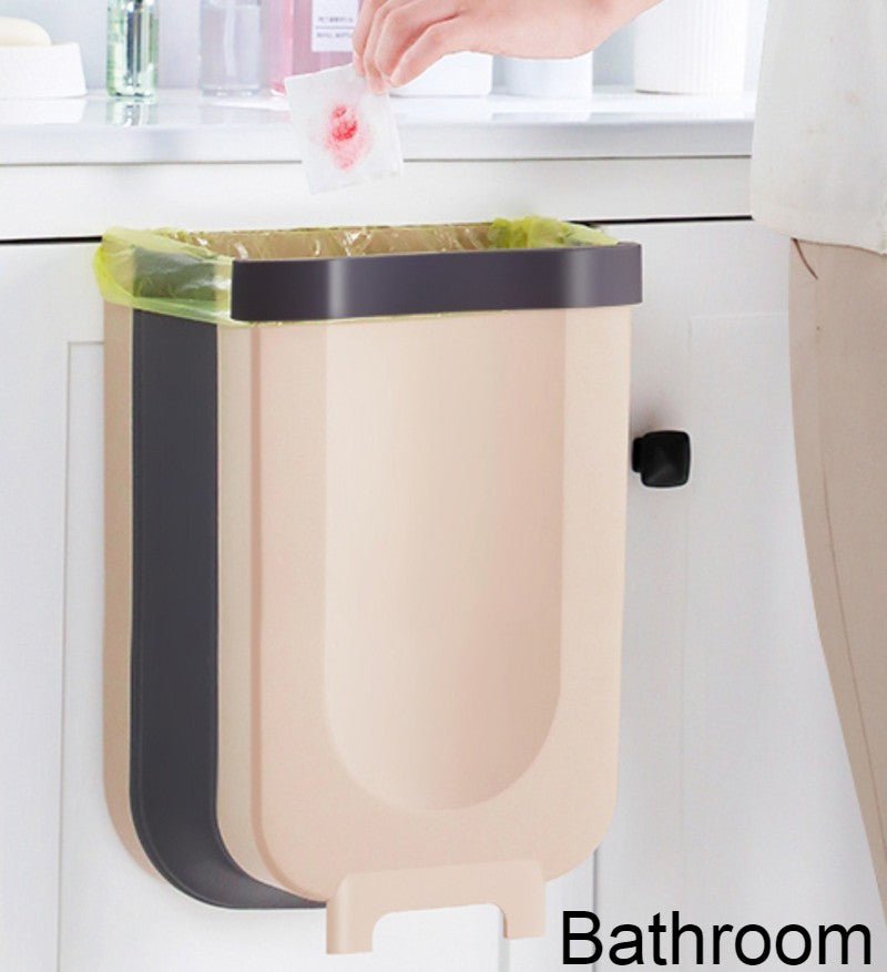 Foldable Kitchen Cabinet Door Hanging Trash Bin, with Garbage Bag Fixi –  GizModern