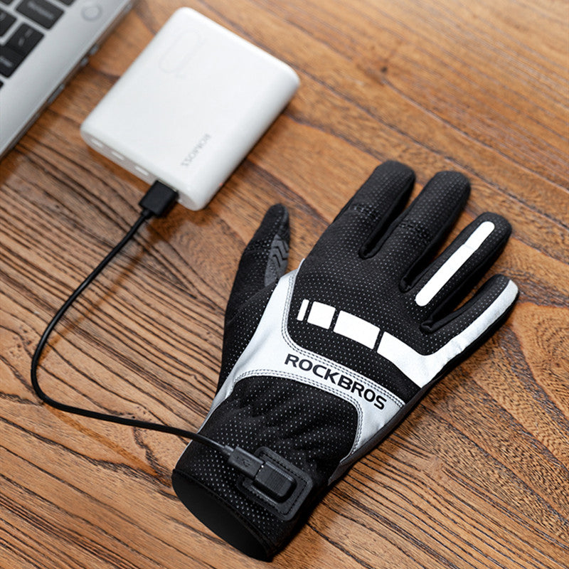 Electric Thermal Heated Gloves, with Touchscreen-compatible Fingertips & Reflecting Strip, for Climbing, Hiking, Cycling & More