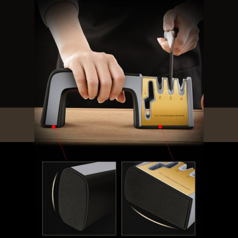 4-in-1 Manual Knife Sharpener, with 3 Sharpening Stages & 1 Scissor Sh –  GizModern