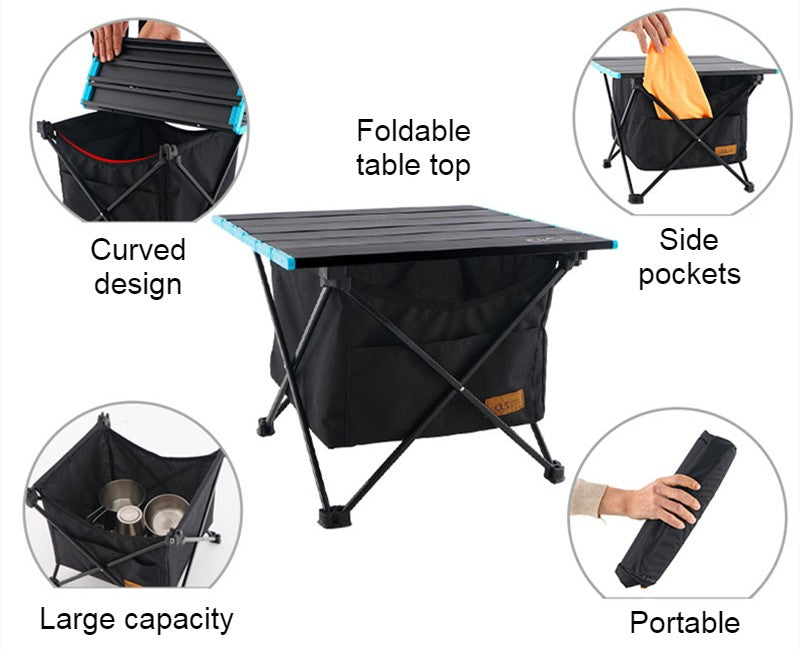 Portable Outdoor Folding Table with Large Storage Bag, Waterproof Desi ...