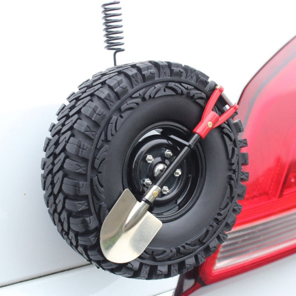 Car Decoration Gadgets, with Mini Simulation Spare Tire, Shovel, Antenna & Base, Compatible with Vehicles of All Makes and Models