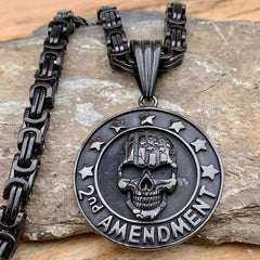 2nd Amendment Black Pendant - Necklace (296)