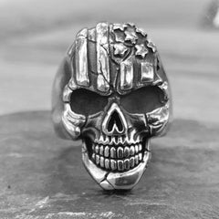 "Bone Crusher" - American Flag Skull Ring - R103