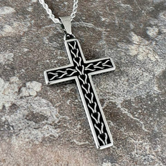 Cross - Celtic Knot Cross Silver Pendant - Classic Rope Necklace (487)
