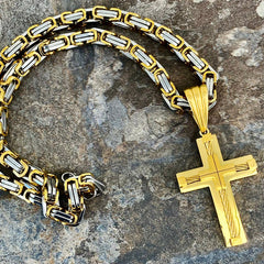 Cross - Gold Pendant - Necklace SLC449 CLEARANCE