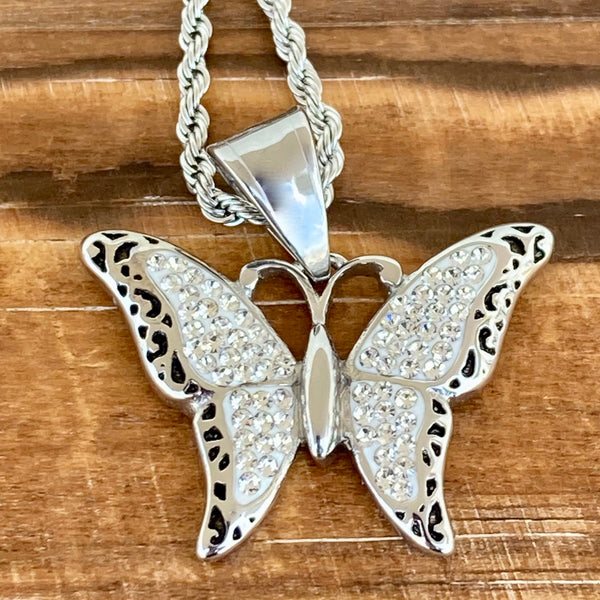 Sea Shell - Butterfly Pendant - Rope Necklace - SK2516