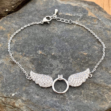 Ladies Bracelet - Petite Angel Wings - The Silver Wings LAN031B Pendant Biker Jewelry Skull Jewelry Sanity Jewelry Stainless Steel jewelry