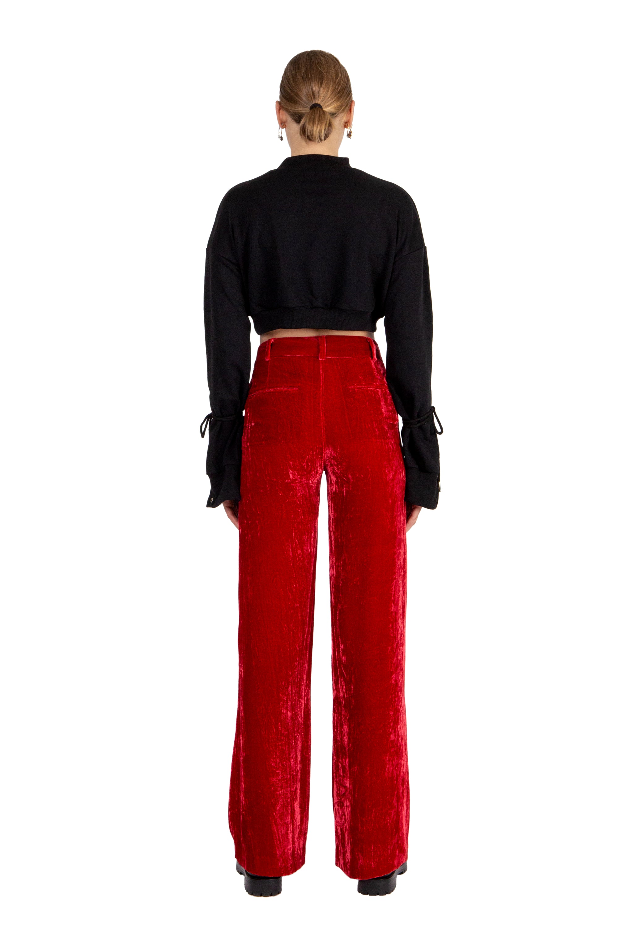 SHOPCURVE AOTC Woven Red Velvet Pant