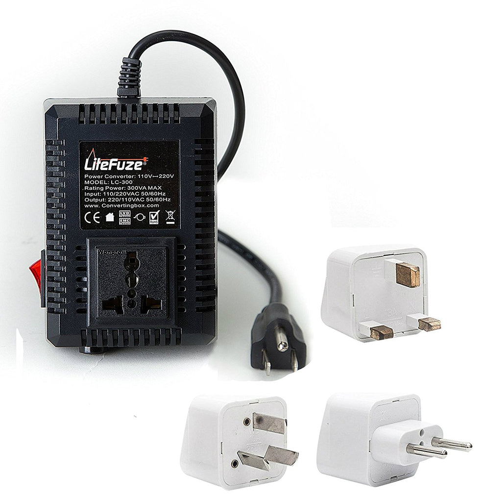 Litefuze Lc300 300w Step Up Down Travel Voltage Converter With Worldwide Uk Us Au Eu Plugs - 