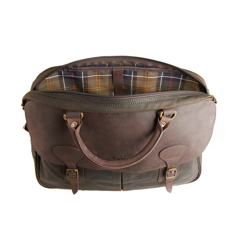 barbour wax and leather briefcase