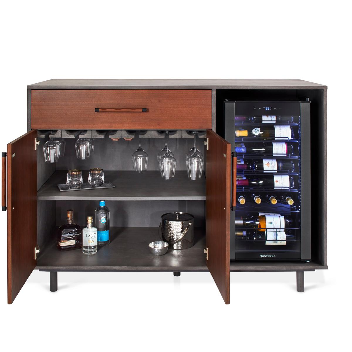 Rhodes Two-Tone Sideboard with Cooling Storage Option - VinoView 28 Bottle Wine Cellar