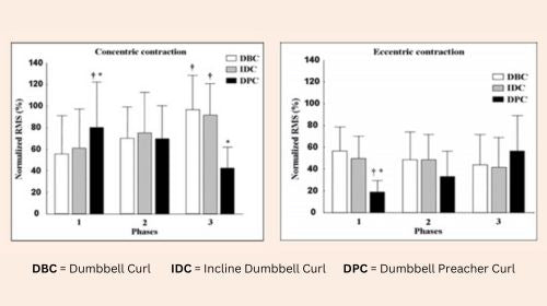 Effect of shoulder position on biceps activation emg