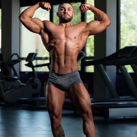 front double biceps pose