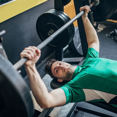 man getting ready to bench press