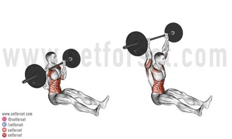 Chest lift: barbell system positioned according to Anatoly