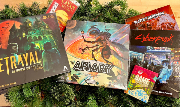 Community Favorites: Betrayal at House on the Hill, Catan Dice Game, Apiary, The Game, Cyberpunk RED, D&D Player's Handbook