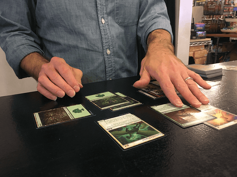 Magic the Gathering Cards placed on a table