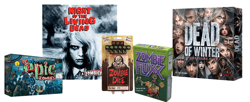 Night of the Living Dead, Epic Zombies, Zombie Dice, Zombie Fluxx