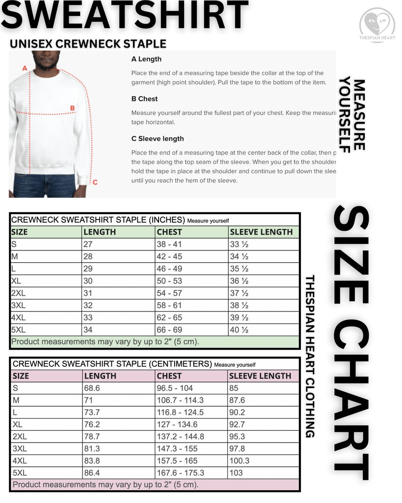 crewneck sweatshirt staple size chart