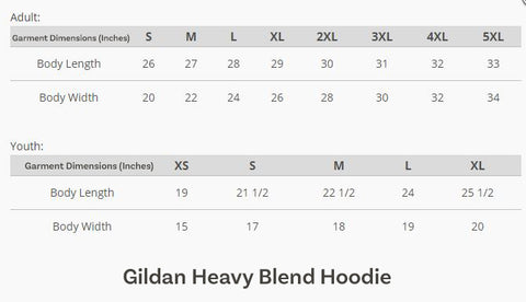 gildan hoodie size chart
