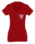 Poland Pride Vintage Style Retro Polish Eagle Flag Polska Soccer For Women V neck fitted T Shirt