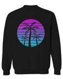 Vaporwave Palm Trees Aesthetics Art Beach surf Sunset men's Crewneck Sweatshirt