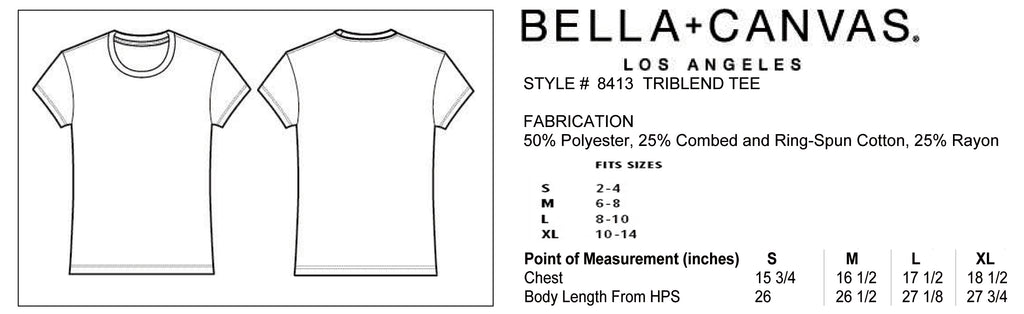 Bella Canvas Unisex Triblend Size Chart