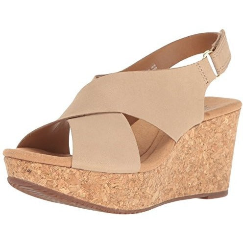 clarks beige wedge sandals