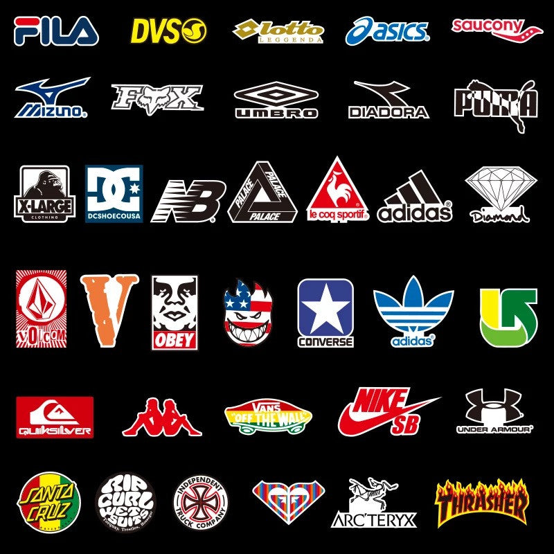 35 x Sport Brand Logos Vinyl Sticker Pack - Buy Cool Stickers