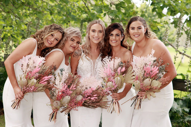 Bridesmaid with dried flowers australia