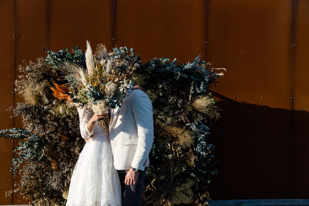 massive dried flower bouquet for a wedding