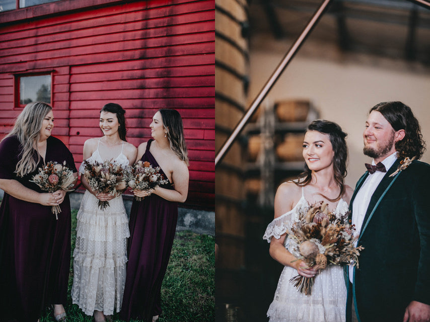 wedding photos with dried flowers