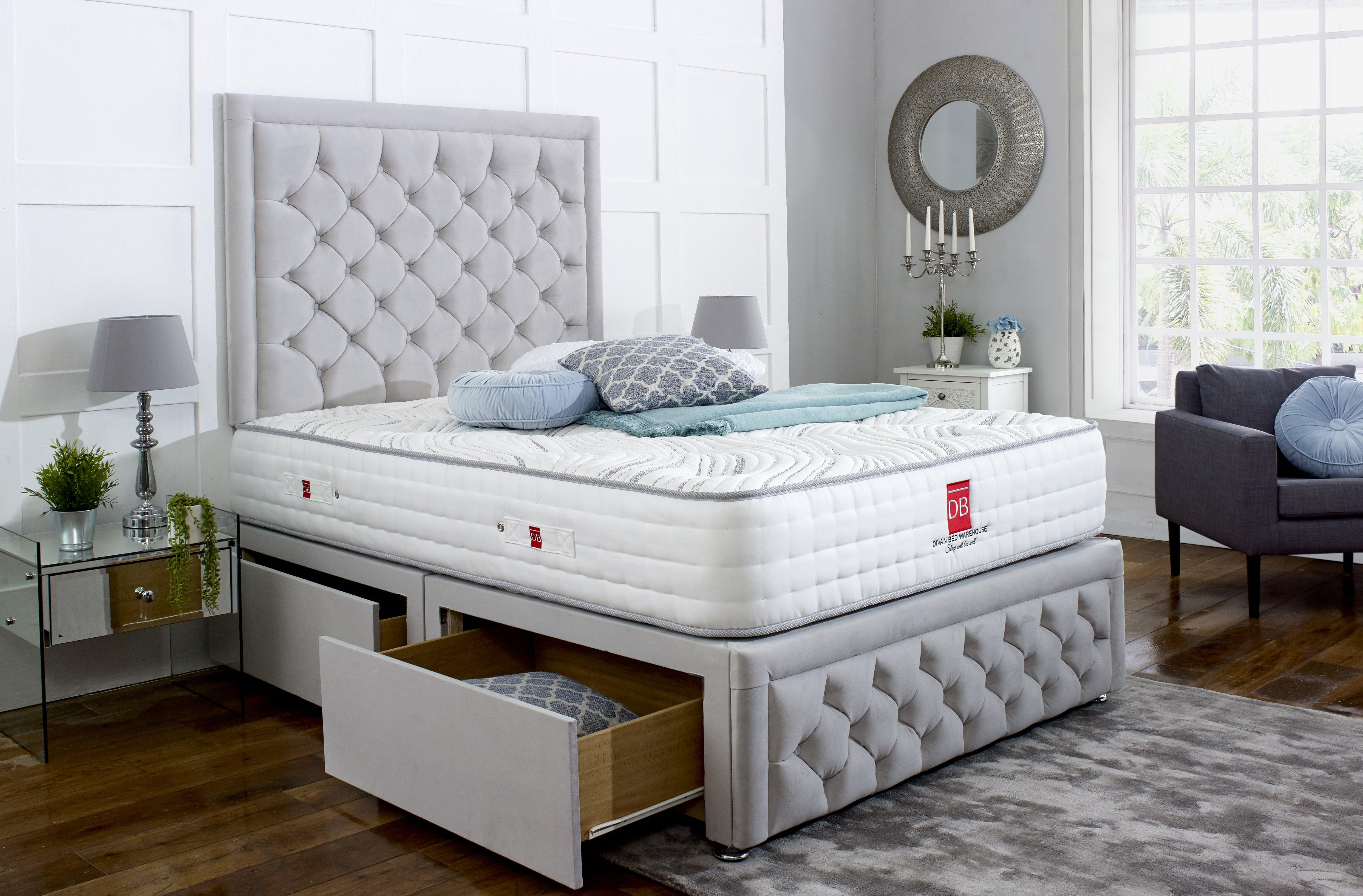 king size divan bed with mattress and headboard