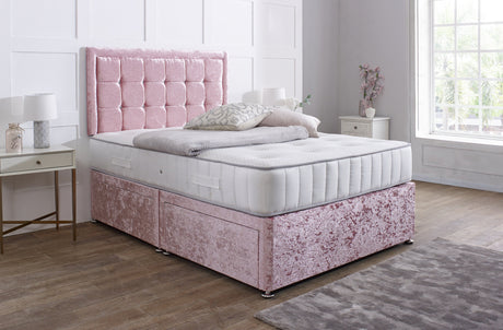 HOT PINK CRUSHED VELVET DIVAN BED FRAME WITH DRAWS – Nabi's Ottoman  Furniture