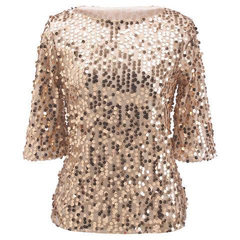 Sequins Tops! , Plus-Size Tops, Women Tops 3 Colors Available Black Si