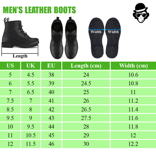 LEATHER BOOTS SIZE CHART FOR MEN