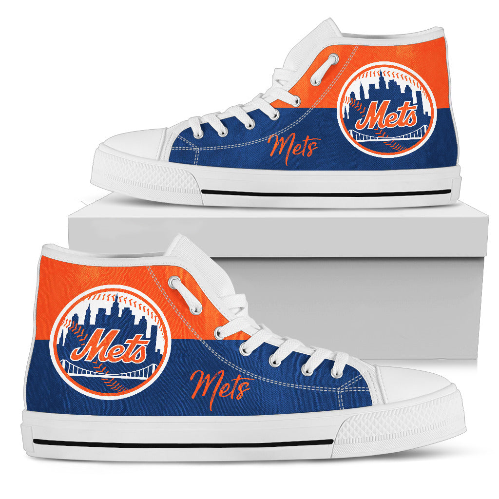 Divided Colours Stunning Logo New York Mets High Top Shoes – Best Funny ...