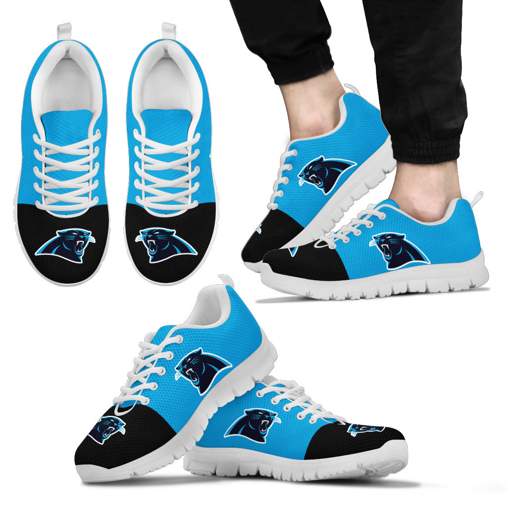 Two Colors Aparted Carolina Panthers Sneakers – Best Funny Store