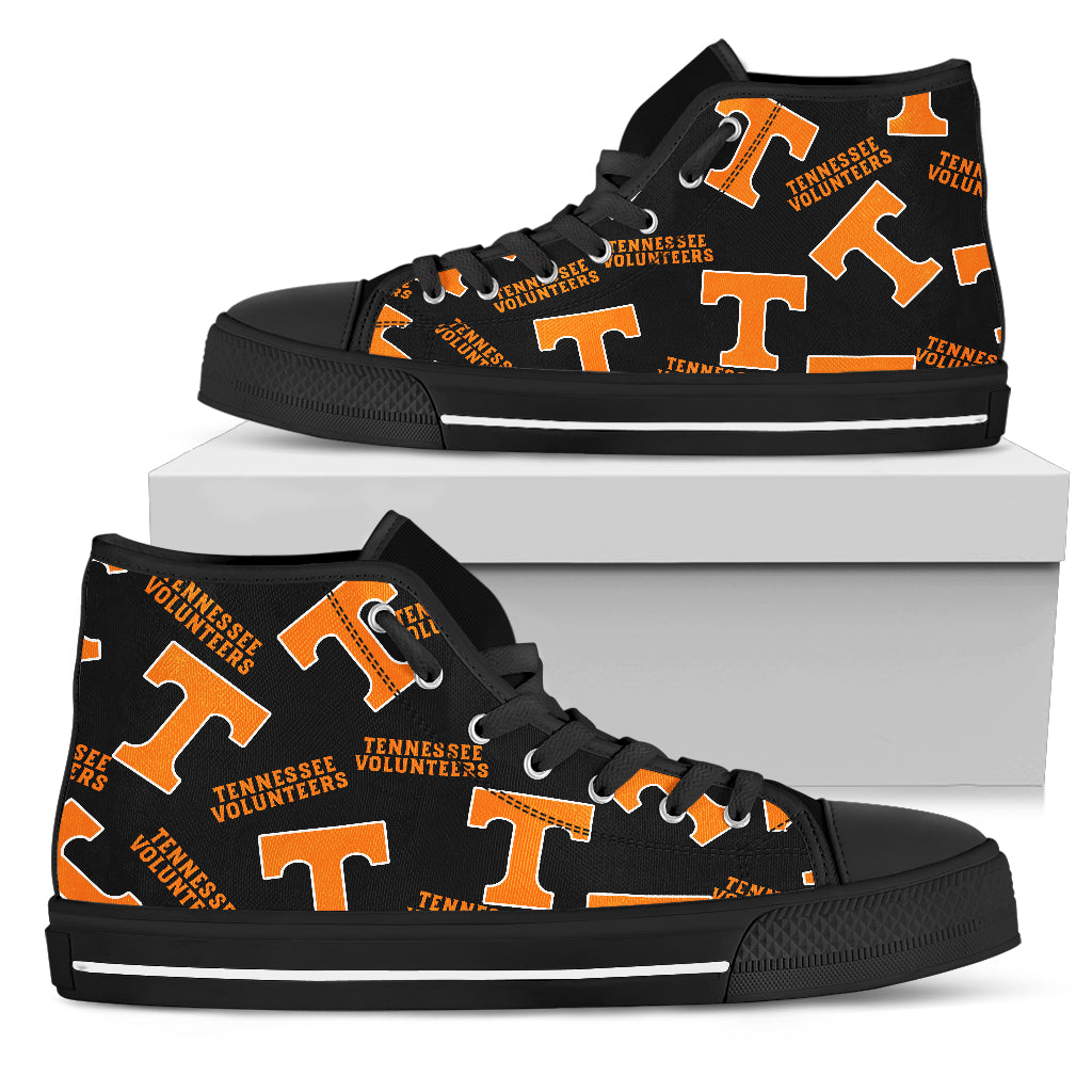 Script Logo Pattern Tennessee Volunteers High Top Shoes – Best Funny Store