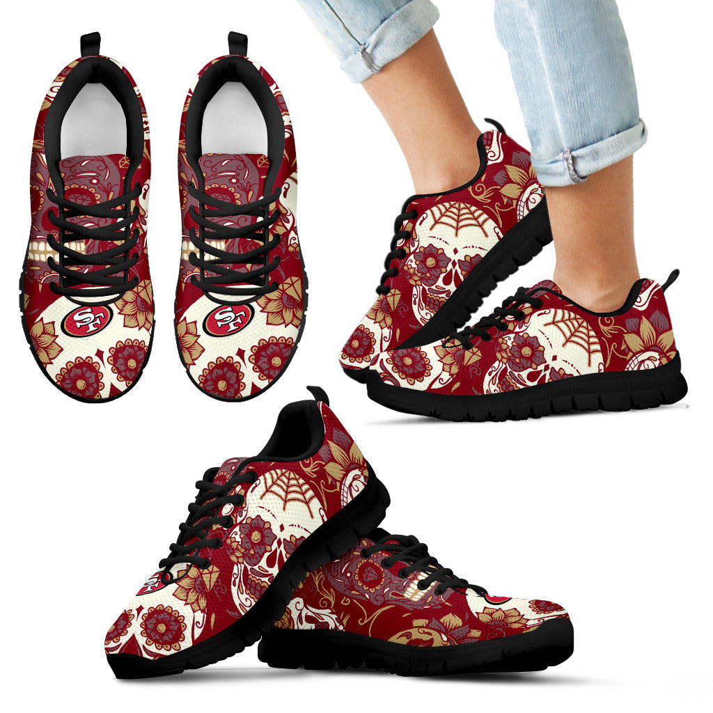 San Francisco 49ers Colorful Sugar Skull Sneakers – Best Funny Store