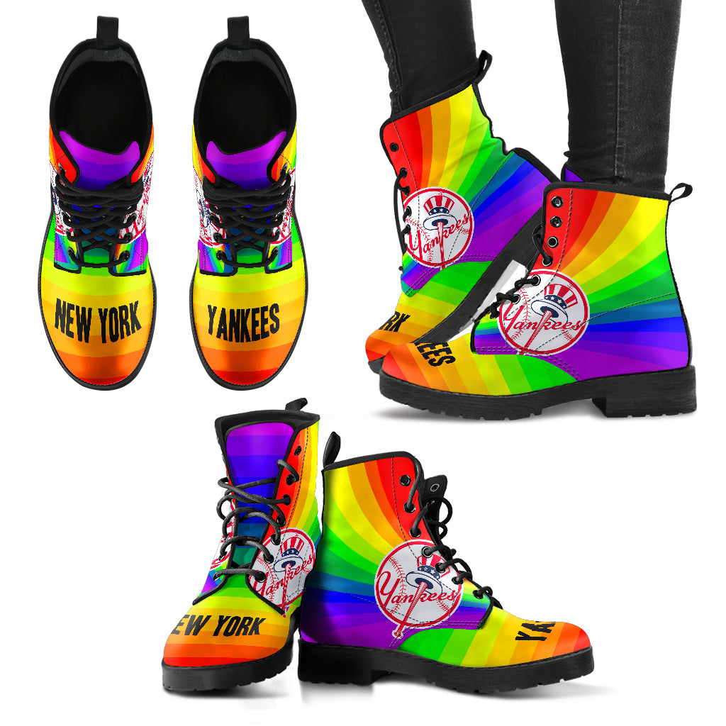 Colorful Rainbow New York Yankees Boots – Best Funny Store