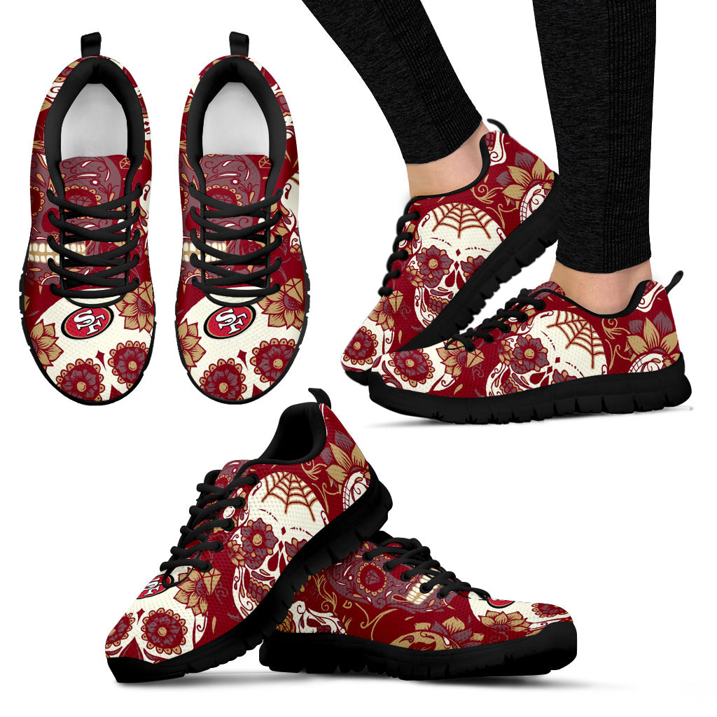 San Francisco 49ers Colorful Sugar Skull Sneakers – Best Funny Store
