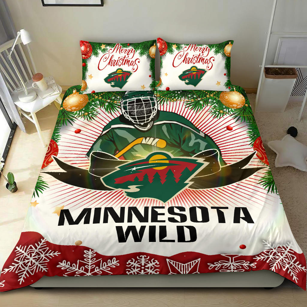 Funny Gift Shop Merry Christmas Minnesota Wild Bedding Sets Best
